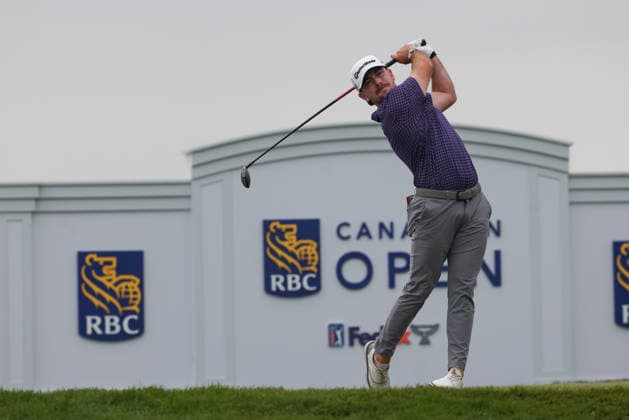 June 11, 2026: Ashton McCulloch of Canada tees off in round one during the RBC Canadian Open held at TPC Toronto at Osprey Valley in Caledon Ontario, Canada. CSM PGA, Golf Herren 2026: RBC Canadian Open Jun 11  - ZUMAc04_ 20260611_zma_c04_006 Copyright: xDanielxLeax