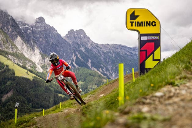 Whoop UCI Mountainbike World Series Leogang Downhill SCARSI Gloria MS-RACINGat Whoop UCI Mountainbike World Series Leogang Downhill, 11.06.2026,in Leogang,AUT Foto: Sebastian Sternemann