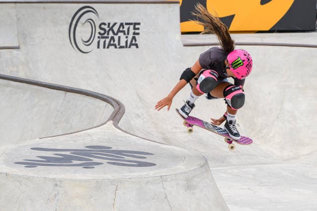 Arisa Trew of Australia practices during a training session of the women s park skateboard World Cup at Ostia Park in Rome (Italy), June 11, 2026. andreaxstaccioli