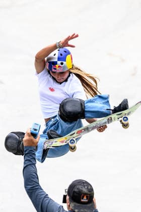 Sky Brown of Great Britain practices during a training session of the women s park skateboard World Cup at Ostia Park in Rome (Italy), June 11, 2026. andreaxstaccioli