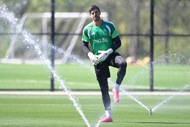 Belgian national football team - FIFA World Cup, WM, Weltmeisterschaft, Fussball 2026 - media activities 11 06 2026 RENTON, UNITED STATES OF AMERICA - JUNE 11 : Courtois Thibaut goalkeeper of Belgium pictured during a training session of the Belgian national football team during the FIFA World Cup 2026 on June 11, 2026 in Renton, United States of America, 11 06 2026 Renton United States of America  Copyright: xNicoxVereeckenx