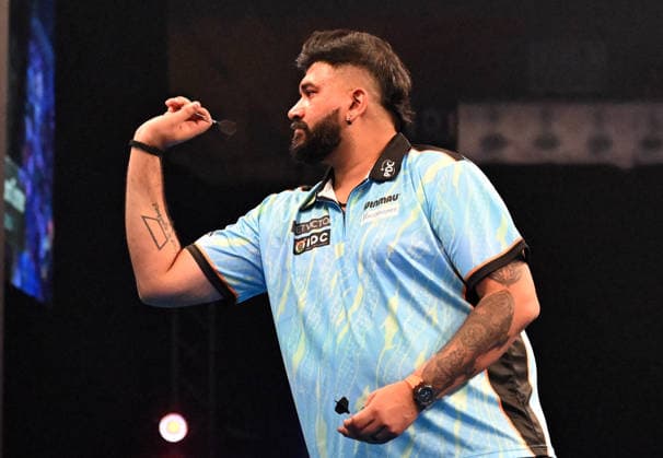 11.06.2026, xhbx, Dart World Cup of Darts 2025, v.l. Nitin Kumar (Indien) (DFL DFB REGULATIONS PROHIBIT ANY USE OF PHOTOGRAPHS as IMAGE SEQUENCES and or QUASI-VIDEO) Frankfurt