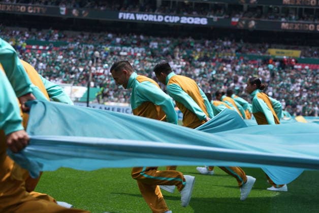 Mexico v South Africa - FIFA World Cup, WM, Weltmeisterschaft, Fussball 2026 - Group A MEXICO CITY, MEXICO - JUNE 11: Mexican and South African players are seen on the field prior to World Cup First Stage Group A match between Mexico and South Africa at Estadio Azteca (Mexico Stadium) in Mexico City, Mexico on June 11, 2026. Juancho Torres Anadolu Mexico City Mexico. Editorial use only. Please get in touch for any other usage.  Copyright: x2026xAnadoluxJuanchoxTorresx