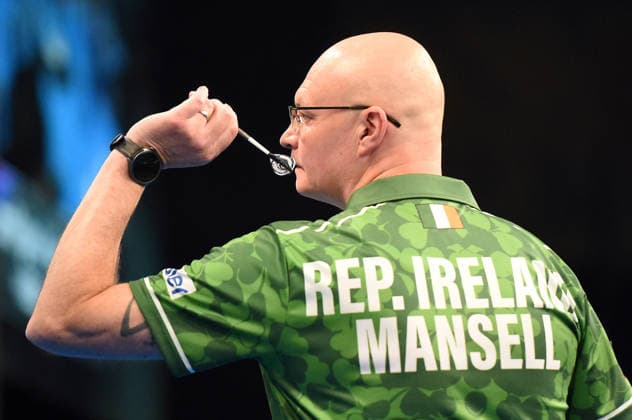 11.06.2026, xhbx, Dart World Cup of Darts 2025, v.l. Mickey Mansell (Irland) (DFL DFB REGULATIONS PROHIBIT ANY USE OF PHOTOGRAPHS as IMAGE SEQUENCES and or QUASI-VIDEO) Frankfurt