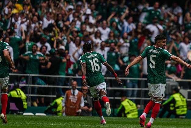 Mexico v South Africa - FIFA World Cup, WM, Weltmeisterschaft, Fussball 2026 - Group A MEXICO CITY, MEXICO - JUNE 11: Julian Quinones of Mexico celebrates after scoring a goal during the World Cup First Stage Group A match between Mexico and South Africa at Estadio Azteca (Mexico Stadium) in Mexico City, Mexico on June 11, 2026. Juancho Torres Anadolu Mexico City Mexico. Editorial use only. Please get in touch for any other usage.  Copyright: x2026xAnadoluxJuanchoxTorresx
