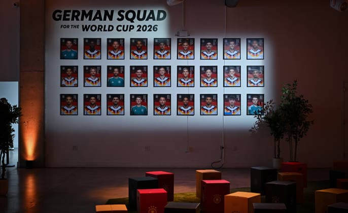 Fussball FIFA WM 2026 11.06.2026 German House of Soccer in Manhattan New York, Pre Opening beim Eroeffnungsspiel der WM 2026, Mexiko - Suedafrika, Bilder des WM Kader der Deutschen Nationalmannschaft