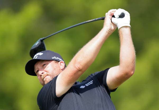 June 11, 2026, Caledon, On, CANADA: American Brice Garnett tees off on the ninth hole during the Canadian Open in Caledon, Ont., on Thursday, June 11, 2026. Canada News - June 11, 2026  - ZUMAc35_ 20260611_zaf_c35_056 Copyright: xNathanxDenettex
