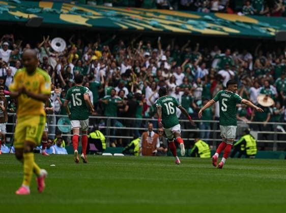 Mexico v South Africa - FIFA World Cup, WM, Weltmeisterschaft, Fussball 2026 - Group A MEXICO CITY, MEXICO - JUNE 11: Julian Quinones of Mexico celebrates after scoring a goal during opening match of the World Cup First Stage Group A match between Mexico and South Africa at Estadio Azteca (Mexico Stadium) in Mexico City, Mexico on June 11, 2026. Juancho Torres Anadolu Mexico City Mexico. Editorial use only. Please get in touch for any other usage.  Copyright: x2026xAnadoluxJuanchoxTorresx