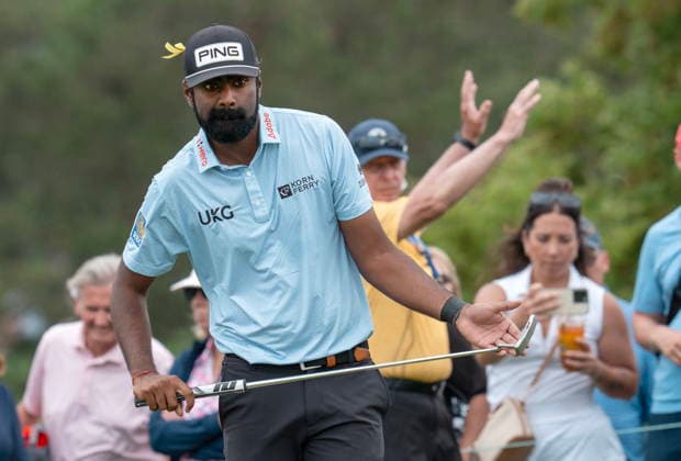 June 11, 2026, Caledon, On, CANADA: American Sahith Theegala lines up his putt on the 5th green during the first round of the RBC Canadian Open in Caledon, Ont., on Thursday June 11, 2026. Canada News - June 11, 2026  - ZUMAc35_ 20260611_zaf_c35_057 Copyright: xFrankxGunnx