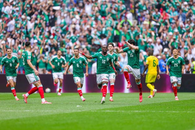 FIFA World Cup, WM, Weltmeisterschaft, Fussball 2026 FIFA WORLD CUP 2026 MEXICO VS SOUTH AFRICA 11062026 MEXICO CITY, MEXICO. Action photo of Julian Quinones (16) of the Mexico national team, Nationalteam celebrating a goal against South Africa, during the opening game of the FIFA World Cup 2026, held at the Estadio Ciudad de MÃ xico of Mexico City. Foto de accion de Julian Quinones (16) de la Seleccion Nacional de Mexico, celebrando un gol en contra de Sudafrica, juego inaugural de la Copa del Mundo 2026 de la FIFA, celebrado en el Estadio Ciudad de MÃ xico de la Ciudad de MÃ xico. PHOTO BY IMAGENSHOP AGENCIA FOTOGRAFICA MEXICO CITY MEXICO CITY MEXICO *** FIFA WORLD CUP 2026 FIFA WORLD CUP 2026 MEXICO VS SOUTH AFRICA 11062026 MEXICO CITY, MEXICO Action photo of Julian Quinones 16 of the Mexico National team, celebrating a goal against South Africa, during the opening game of the FIFA World Cup 2026, held at the Estadio Ciudad de MÃ xico of Mexico City Action photo of Julian Quinones 16 of the Mexico National team, celebrating a goal against South Africa, during the opening game of the FIFA World Cup 2026, held at the Estadio Ciudad de MÃ xico of Mexico City PHOTO BY IMAGENSHOP AGENCIA FOTOGRAFICA MEXICO CITY MEXICO CITY MEXICO CITY MEXICO CITY MEXICO Copyright: xYOALIxMARTINEZx