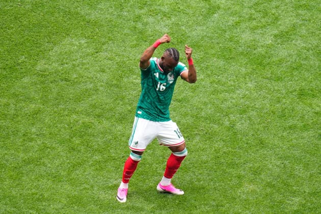 June 11, 2026, Mexico City, Mexico, Mexico: Julian Quinones of Mexico celebrates a goal during the FIFA World Cup, WM, Weltmeisterschaft, Fussball 2026 Group A match between Mexico and South Africa at Mexico City Stadium on June 11, 2026 in Mexico City, Mexico. Mexico City Mexico - ZUMAa181 20260611_zaa_a181_072 Copyright: xJosexBretonx