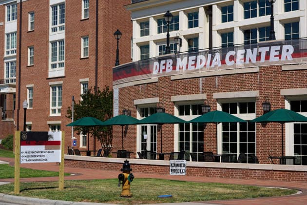 Das DFB Media Center auf dem Campus der Wake Forest University dient als Arbeitsbereich fuer Medienvertreter, die ueber das Base Camp der deutschen Nationalmannschaft berichten. USA, Deutsche Fussballnationalmannschaft, Base Camp, Winston-Salem, 11.06.2026 USA, Deutsche Fussballnationalmannschaft, Base Camp, Winston-Salem, 11.06.2026 Winston-Salem
