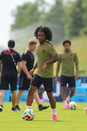 Jayden Nelson of Canada dribbles with the ball during the training session before the 2026 FIFA World Cup, WM, Weltmeisterschaft, Fussball game between Canada and Bosnia and Herzegovina at Toronto FC Training Ground on June 11, 2026 in Toronto, Ontario, Canada  Copyright: xCurtisxWongx xSPPx Sportspressphoto_SPR165039