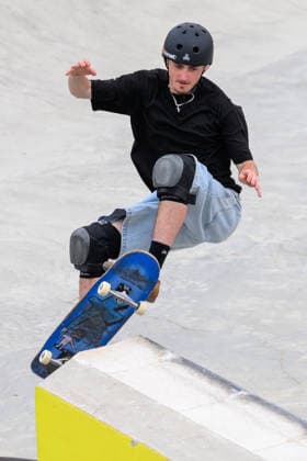 Keefer Wilson of Australia practices during a training session of the men s park skateboard World Cup at Ostia Park in Rome (Italy), June 11, 2026. andreaxstaccioli