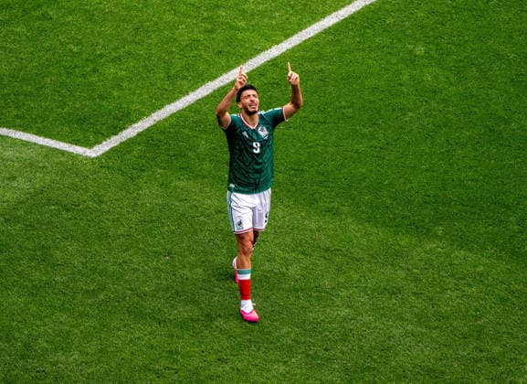 Fußball, Herren, FIFA World Cup, WM, Weltmeisterschaft, Fussball 2026 in Mexiko, Kanada und USA, Eröffnungsspiel in Mexiko-City (Gruppe A, 1. Spieltag), Mexiko - Südafrika, Raul Jimenez (Mexiko), Jubel nach Tor zum 2:0, 11.06. 2026,