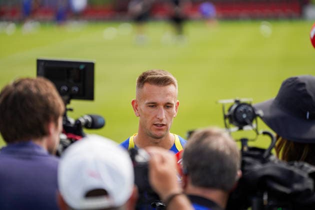 Bosnia and Herzegovina Training Day - 2026 FIFA World Cup, WM, Weltmeisterschaft, Fussball Amar MEMIC 15 of Bosnia and Herzegovina national football team attending media during the training day ahead the 2026 FIFA World Cup Group B match against Canada at Centennial Park. on June 11, 2026 in Toronto, Canada. (Photo by Leonardo Ramirez Eyepix Group) Copyright: xLeonardoxRamirezx xEyepixxGroupx LR11062026-00884