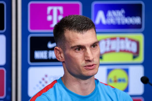 Croatia Training And press conference, PK, Pressekonferenz - FIFA World Cup, WM, Weltmeisterschaft, Fussball 2026 Dominik Livakovic of Croatia speaks to the media during the press conference of Croatia national football team at training centre at Episcopal High School on June 11, 2026 in Alexandria, Virginia.  IgorxKralj PIXSELL