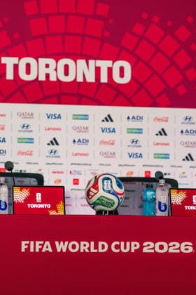 A general view of the pre-game press conference, PK, Pressekonferenz before the 2026 FIFA World Cup, WM, Weltmeisterschaft, Fussball game between Canada and Bosnia and Herzegovina at Toronto Stadium on June 11, 2026 in Toronto, Ontario, Canada  Copyright: xCurtisxWongx xSPPx Sportspressphoto_SPR165068