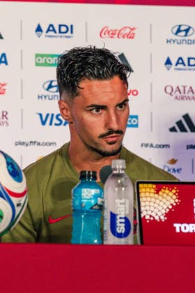 Stephen Eustáquio of Canada answers questions from media during the pre-game press conference, PK, Pressekonferenz before the 2026 FIFA World Cup, WM, Weltmeisterschaft, Fussball game between Canada and Bosnia and Herzegovina at Toronto Stadium on June 11, 2026 in Toronto, Ontario, Canada  Copyright: xCurtisxWongx xSPPx Sportspressphoto_SPR165073