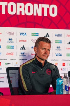 Canada head coach Jesse Marsch during the pre-game press conference, PK, Pressekonferenz before the 2026 FIFA World Cup, WM, Weltmeisterschaft, Fussball game between Canada and Bosnia and Herzegovina at Toronto Stadium on June 11, 2026 in Toronto, Ontario, Canada  Copyright: xCurtisxWongx xSPPx Sportspressphoto_SPR165079
