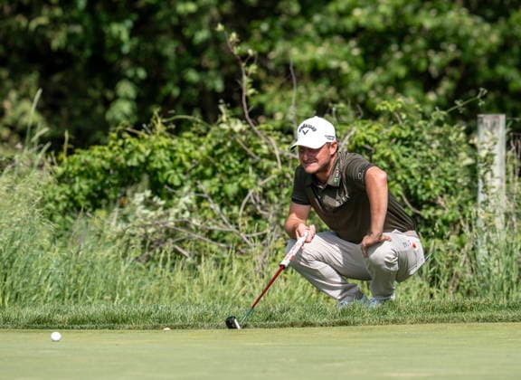June 11, 2026, Caledon, On, CANADA: Emiliano Grillo of Argentina lines up his putt on the 16th green during the first round of the RBC Canadian Open in Caledon, Ont., on Thursday, June 11, 2026. Canada News - June 11, 2026  - ZUMAc35_ 20260611_zaf_c35_128 Copyright: xFrankxGunnx