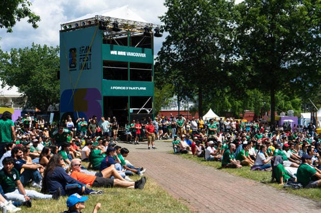 VANCOUVER, CANADA - JUNE 11: Fan supporters of different teams and countries watch the first match of the FIFA World Cup, WM, Weltmeisterschaft, Fussball 2026 between Mexico and South Africa during the FIFA Fan Festival at Hastings Park on June 11, 2026 in Vancouver, British Columbia, Canada.  Copyright: xAmyxElle SPPx Sportspressphoto_SPR165139