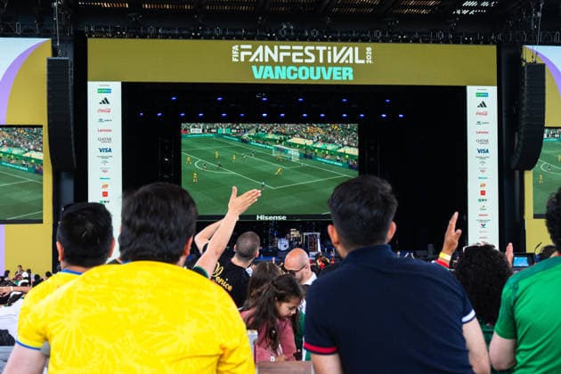 VANCOUVER, CANADA - JUNE 11: Fan supporters of Mexico react while watching the first match of the FIFA World Cup, WM, Weltmeisterschaft, Fussball 2026 between Mexico and South Africa during the FIFA Fan Festival at the PNE Amphitheatre in Hastings Park on June 11, 2026 in Vancouver, British Columbia, Canada.  Copyright: xAmyxElle SPPx Sportspressphoto_SPR165147