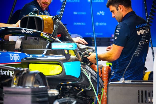 IPA85600406 - Williams technical details, during the Barcelona-Catalunya Grand Prix, Barcelona, June 11–14, 2026, Montmeló, 2026 Formula 1 World Championship, WM, Weltmeisterschaft  Copyright: xFedericoxBasile IPAxSportx xx 85600406