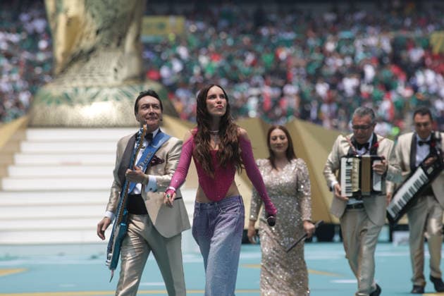 Fußball, FIFA WM 2026, Eröffnungsfeier in Mexiko Stadt #5 2026 FIFA World Cup, WM, Weltmeisterschaft, Fussball Opening Ceremony Belinda and the Angeles Azules perform during the 2026 FIFA World Cup opening ceremony at Estadio Azteca. on June 11, 2026 in Mexico City, Mexico. Mexico City CDMX Mexico Copyright: xIsmaelxRosasx
