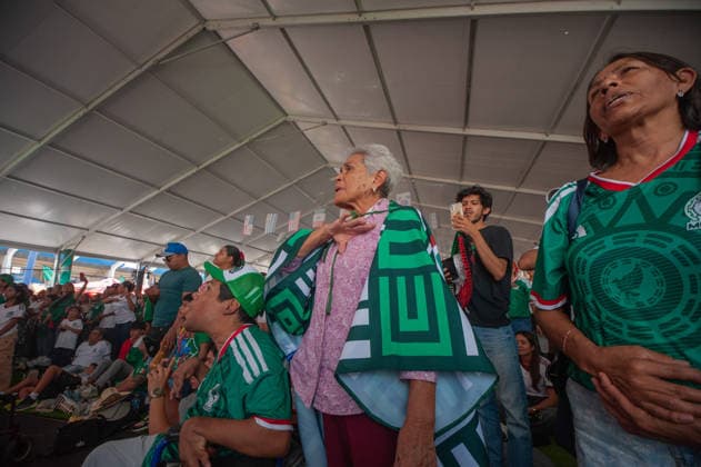 Mexicans Celebrating Victory Over South Africa at FIFA Fan Fest Mexicans celebrating the victory of Mexico over South Africa at the Correguidora stadium at the 2026 FIFA Fan Fest during the FIFA World Cup, WM, Weltmeisterschaft, Fussball opening match 1st round of group A between Mexico and South Africa. On June 11, 2026 in Queretaro, Mexico. Queretaro Mexico Copyright: xJosexCarrerax