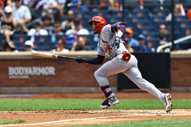 MLB, Baseball Herren, USA St. Louis Cardinals Vs. New York Mets St. Louis Cardinals player Masyn Winn, wearing number 0, doubles during the second inning of a baseball game against the New York Mets at Citi Field in Flushing, New York, on June 11, 2026. Flushing New York United States  Copyright: xGordonxDonovanx originalFilename:donovan-mlbstlou260611_np6JD.jpg