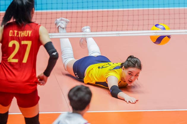 (260612) -- ILOCOS SUR PROVINCE, June 12, 2026 -- Amina Kyrykbayeva of Kazakhstan competes during the pool B match between Kazakhstan and Vietnam at the 2026 AVC Women s Cup in Ilocos Sur Province, the Philippines, on June 12, 2026. ) (SP)PHILIPPINES-ILOCOS SUR PROVINCE-VOLLEYBALL-AVC WOMEN S CUP-VIE VS KAZ ROUELLExUMALI 