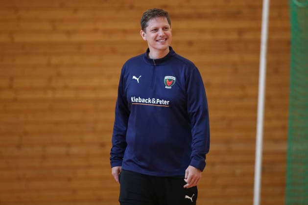 12.06.2026, xtgx, Handball, EHF Champions League, Abschlusstraining Füchse Berlin v.l. Nicolej Krickau (Berlin, Trainer) lacht Koeln
