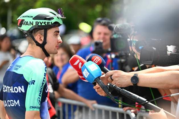 Tour Auvergne - Rhone-Alpes 2026 Stage 6 CREST-VOLAND, FRANCE - JUNE 12 : Seixas Paul (FRA) of Decathlon CMA CGM Team during stage 6 of the 78th edition of Tour Auvergne - Rhone-Alpes an UCI World Tour 2.UWT cycling road race stage for Men Elite of 182.3 km with start in Saint-Vulbas and finish in Crest-Voland on June 12, 2026 in Crest-Voland, France, 12 06 2026 ( Motordriver Guy De Vuyst - Crest-Voland France  Copyright: xVincentxKalutx