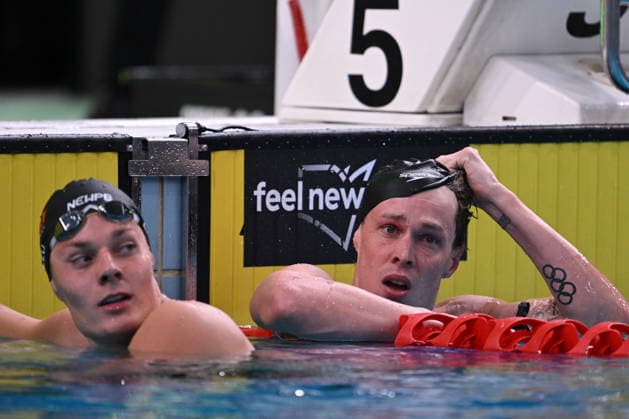 SWIMMING AUSTRALIAN TRIALS, Zac Stubblety-Cook (right) and Bailey Lello (left) during the Men s 200m Breaststroke on day 5 of the 2026 Australian Swimming Trials at Sydney Olympic Park Aquatic Centre in Sydney, Friday, June 12, 2026. ( NO ARCHIVING, EDITORIAL USE ONLY SYDNEY NEW SOUTH WALES AUSTRALIA  Copyright: xDEANxLEWINSx 20260612180465238952