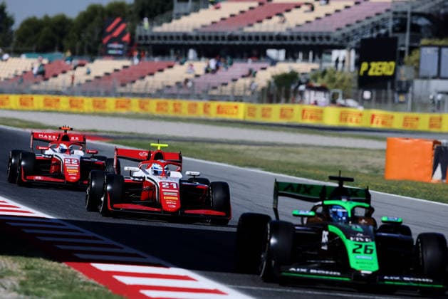 AUTO - FORMULA 3 2026 - BARCELONA 26 BENAVIDES Brad (usa), AIX Racing, Dallara F3 2025, actionand 21 WHARTON James (aus), Prema Racing, Dallara F3 2025, action, 22 GARFIAS JosÃ (mex), Prema Racing, Dallara F3 2025, action during the 3rd round of the 2026 FIA Formula 3 Championship from June 12 to 14, 2026 on the Circuit de Barcelona-Catalunya, in Montmelo, Spain - MontmeloSpain  Copyright: xEricxAlonsox