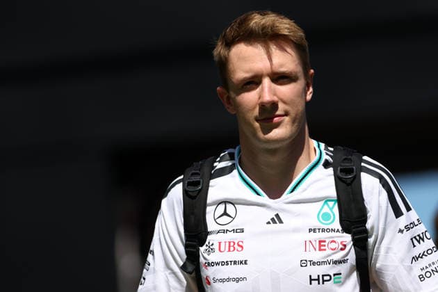 F1 Gran Prix of Spain Frederik Vesti of Mercedes AMG Petronas F1 Team looks on in the Paddock during free practice 1 ahead of the F1 Grand Prix of Catalunya at Montemelo Circuit on June 12, 2026 in Barcelona, Spain. Barcelona Circuit de Catalunya Spain Copyright: xMarcoxCanonierox