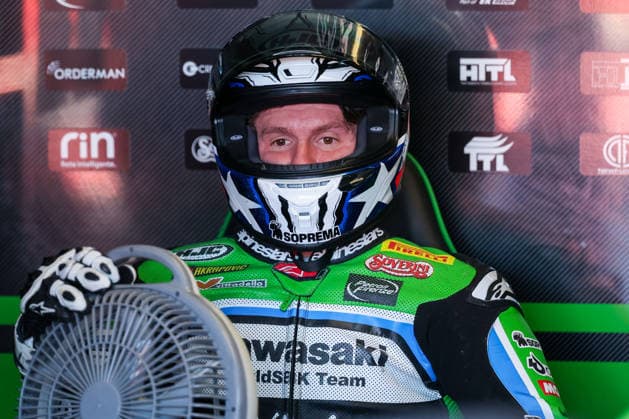 FIM SBK Superbike World Championship, WM, Weltmeisterschaft Pirelli Emilia-Romagna Round 7 - Free Practice 1 - Misano Adriatico 12 06 2026 Garrett Gerloff of Kawasaki WorldSbk Team with Kawasaki ZX-10RR seen during FIM SBK Superbike World Championship Pirelli Emilia-Romagna Round 7 - Free Practice 1 at Misano World Circuit Marco Simoncelli in Misano Adriatico, Italy