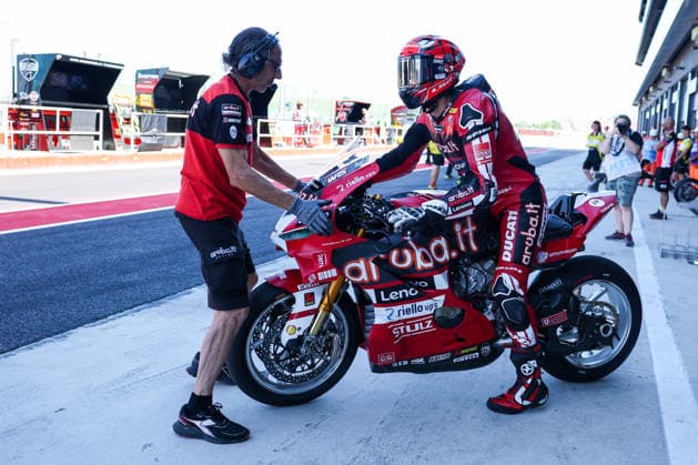 FIM SBK Superbike World Championship, WM, Weltmeisterschaft Pirelli Emilia-Romagna Round 7 - Free Practice 1 - Misano Adriatico 12 06 2026 Iker Lecuona of Aruba.it Racing - Ducati with Ducati Panigale V4R seen during FIM SBK Superbike World Championship Pirelli Emilia-Romagna Round 7 - Free Practice 1 at Misano World Circuit Marco Simoncelli in Misano Adriatico, Italy
