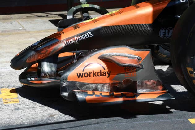 F1 - BARCELONA-CATALUNYA GRAND PRIX 2026 McLaren F1 Team MCL40, mechanical detail front wing aerodynamism, aerodynamic, aerodynamics during the Formula 1 Barcelona-Catalunya Grand Prix 2026, 7th round of the 2026 Formula One World Championship, WM, Weltmeisterschaft from June 12 to 14, 2026 on the Circuit de Barcelona-Catalunya, in Montmelo, Spain - MontmeloSpain  Copyright: xXavixBonillax