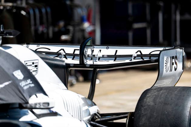 F1 - BARCELONA-CATALUNYA GRAND PRIX 2026 Cadillac F1 Team MAC-26, Mechanical detail rear wing aerodynamism, aerodynamic, aerodynamics during the Formula 1 Barcelona-Catalunya Grand Prix 2026, 7th round of the 2026 Formula One World Championship, WM, Weltmeisterschaft from June 12 to 14, 2026 on the Circuit de Barcelona-Catalunya, in Montmelo, Spain - MontmeloSpain  Copyright: xXavixBonillax