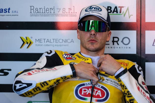 IPA85606395 - Lorenzo Baldassarri of the ELF Marc VDS Racing Team on a Ducati Panigale V4R during Free Practice 1 of Round 7 of the FIM Superbike World Championship, WM, Weltmeisterschaft (Pirelli Emilia-Romagna Round) at the Misano World Circuit Marco Simoncelli in Misano Adriatico, Italy  Copyright: xFabrizioxCarabelli IPAxSportx xx 85606395