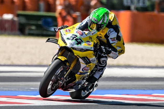 IPA85606359 - Lorenzo Baldassarri (ITA) of the Ducati Panigale V4R Team Goeleven during the Pirelli Emilia Romagna Round of the World Superbike (SBK) championship in Italy, June 12, 2026  Copyright: xAlessioxMarini IPAxSportx xx 85606359