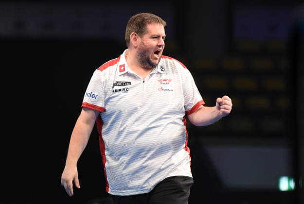 12.06.2026, xhbx, Dart World Cup of Darts 2026, v.l. Stefan Bellmont (Schweiz) (DFL DFB REGULATIONS PROHIBIT ANY USE OF PHOTOGRAPHS as IMAGE SEQUENCES and or QUASI-VIDEO) Frankfurt