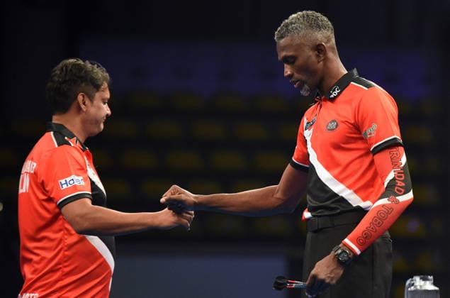 12.06.2026, xhbx, Dart World Cup of Darts 2026, v.l. James Walkin (Trinidad and Tobago), Joshua Balfour (Trinidad and Tobago) (DFL DFB REGULATIONS PROHIBIT ANY USE OF PHOTOGRAPHS as IMAGE SEQUENCES and or QUASI-VIDEO) Frankfurt