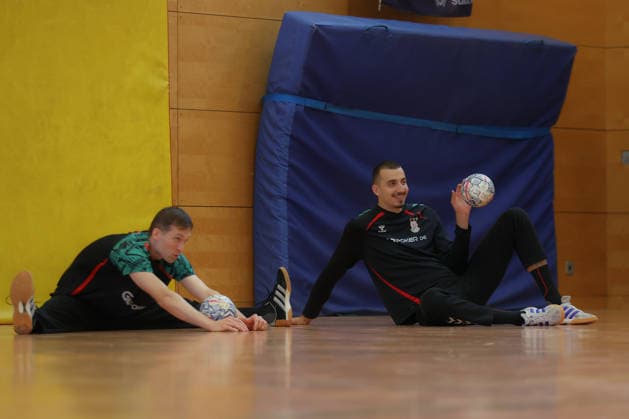 12.06.2026, xtgx, Handball, EHF Champions League, Abschlusstraining SC Magdeburg v.l. Nikola Portner (Magdeburg, 80) Matej Mandic (Magdeburg, 12) Koeln