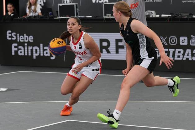 12.June. 2026 – Basketball – FIBA 3x3 World Tour Masters 2026-TUR vs IRL-women-U23 NATIONS LEAGUE Akpinar (Türkiye) dribbles inside A1 Arena am Heumarkt A1 Arena am Heumarkt ,Vienna Vienna A1 Arena am Heumarkt AUSTRIA