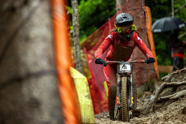 Whoop UCI Mountainbike World Series Leogang Downhill JENSEN Rosa Marie SPECIALIZED GRAVITYat Whoop UCI Mountainbike World Series Leogang Downhill, 12.06.2026,in Leogang,AUT Foto: Sebastian Sternemann