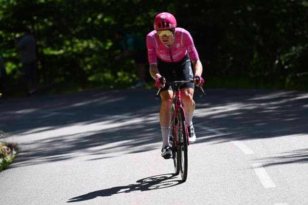 Tour Auvergne - Rhone-Alpes 2026 Stage 6 CREST-VOLAND, FRANCE - JUNE 12 : Steinhauser Georg (GER) of EF Education - Easypost during stage 6 of the 78th edition of Tour Auvergne - Rhone-Alpes an UCI World Tour 2.UWT cycling road race stage for Men Elite of 182.3 km with start in Saint-Vulbas and finish in Crest-Voland on June 12, 2026 in Crest-Voland, France, 12 06 2026 ( Motordriver Guy De Vuyst - Crest-Voland France  Copyright: xVincentxKalutx