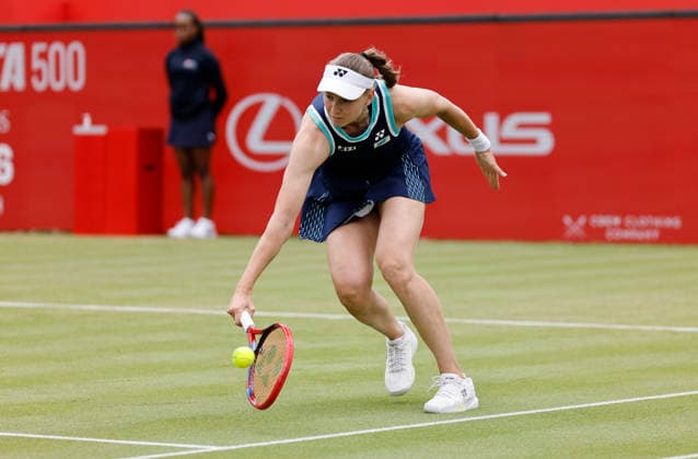 RECORD DATE NOT STATED 12th June 2026; HSBC Championships, Queens Club, West Kensington, London, England; HSBC Championships Tennis, Day Three; Elena Rybakina (UZB) plays a backhand shot against Tatjana Maria (GER) HongboxChen